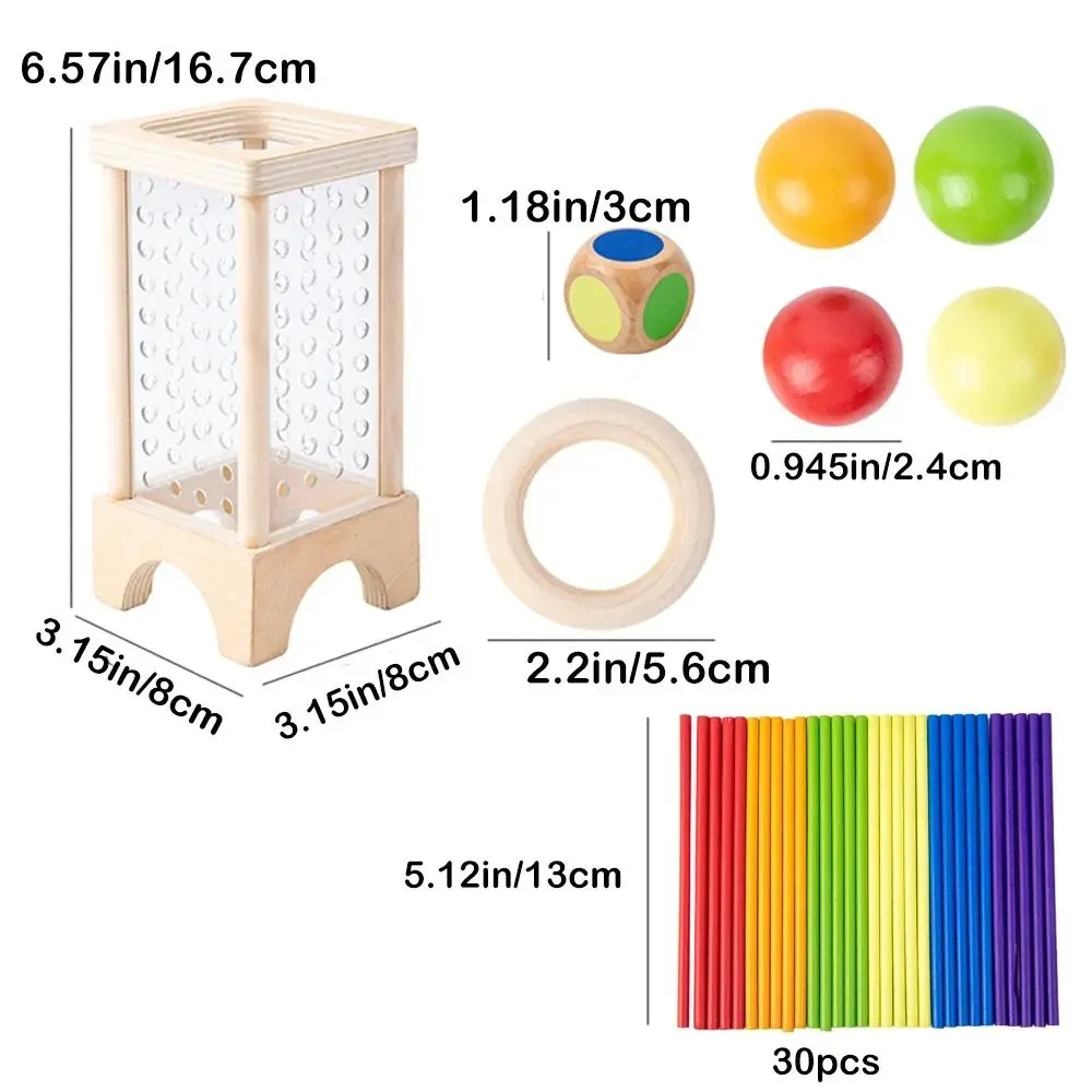 4-Sided Wooden Stick Board Game Colorful Sticks Fine Motor Skills Montessori Ball Dropping Game Classic Educational