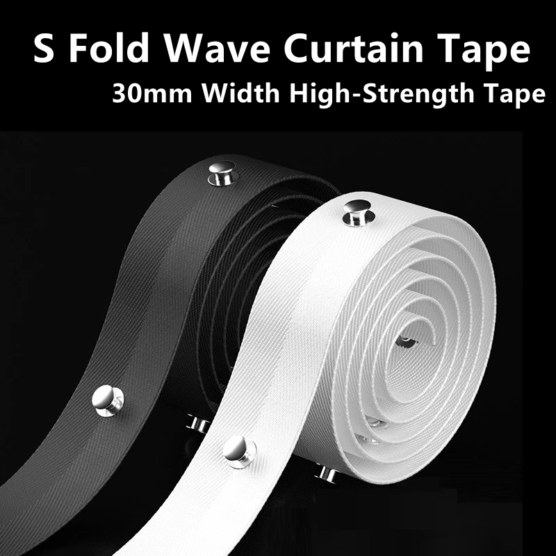 

30mm Width S Fold Snake Wave Curtain Heading Tape ,High-Strength Ribbon For S Wave Curtain Rails,Maunal Rails,Electric Rod