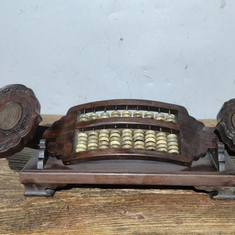 

Antique old goods collection rosewood inlaid jade beads wishful thinking ornament