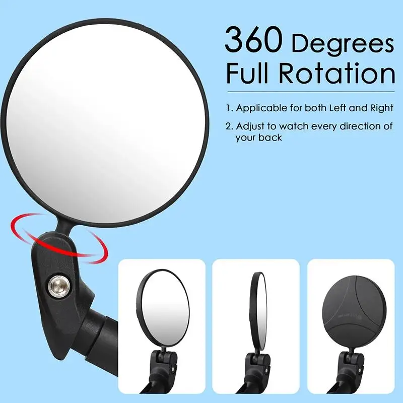 2pcs New Bicycle Rearview Mirror, 360° Rotatable Adjustable Wide Angle Bike Handlebar Mirror For MTB Road Cycling Safety Accesso