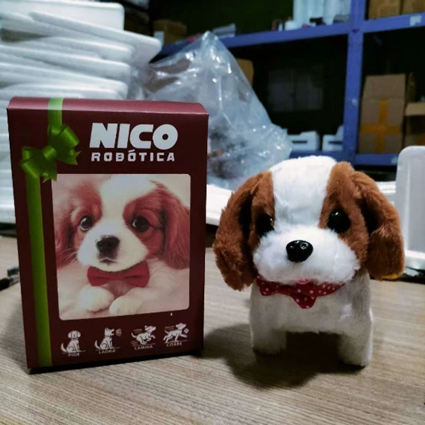 Novo bonito robô de pelúcia filhote de cachorro interativo andando simulado filhote de cachorro latido cauda balançando filhote de cachorro brinquedo de pelúcia chilren (sem bateria)