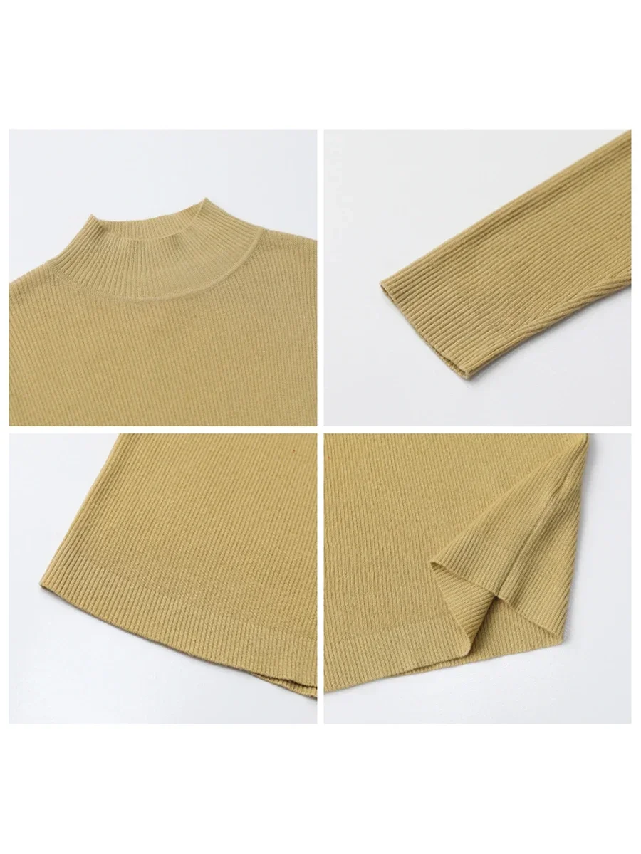 CHIC VEN Women Pullovers Korean Solid Basic High Neck Long Sleeved Slim Fit Sweaters Female Knitted Tops Autumn Winter New 2025