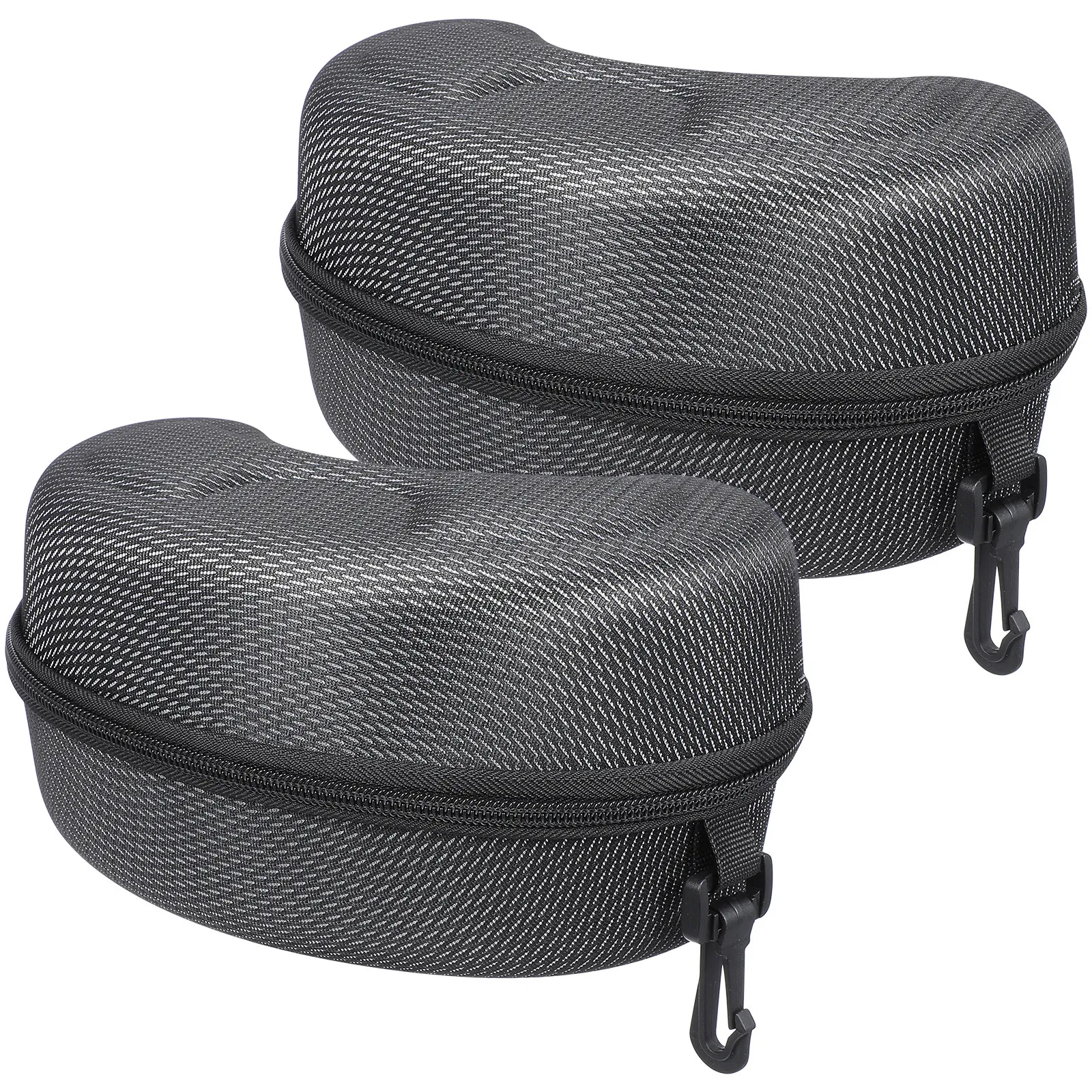 2Pcs Stylish Eva Ski Glasses Case Heavy Duty Scratch Crush Resistant Zip Closure Portable Hook for Motorcycle Goggles Cycling