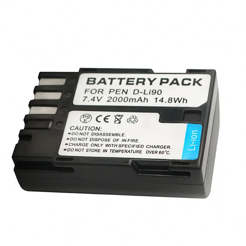 2-10PCS D-LI90 DLi90 2000mah Replacement Battery for Pentax K-7, K-7D, K-5, K-52, 645D, K-5IIs, K-5II, K-1, K-3 II, 645Z Cell