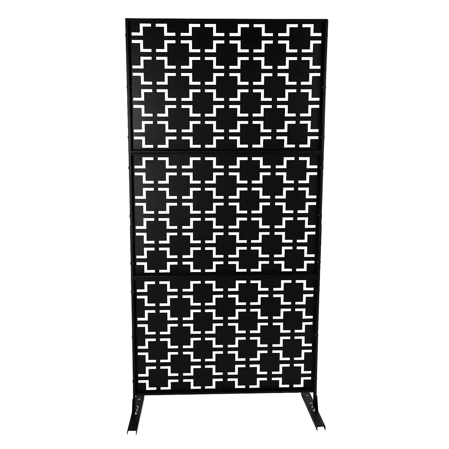 Metal Privacy Screen, Decorative Laser-Cut Fence, Checkered Pattern, 35.4