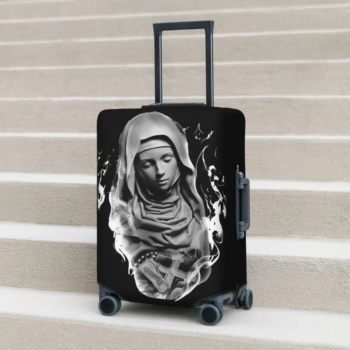 

Mother Mary Love Suitcase Cover Vacation Cruise Trip Strectch Luggage Case Protection