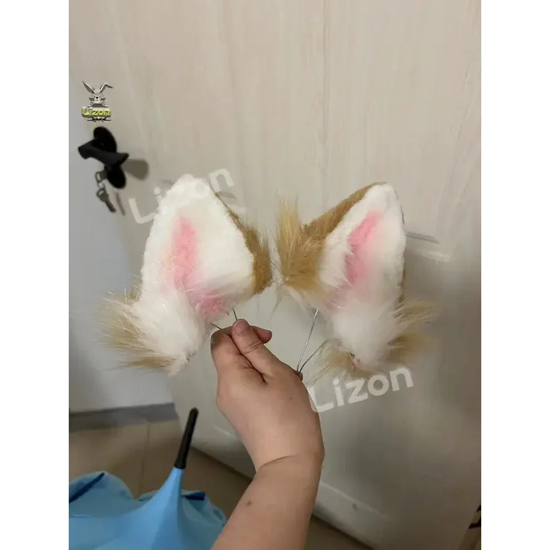 

CyGenshin Impact Gorou Render, головной убор для косплея, плюшевый комплект с ушками и хвостом, лисьи уши, хвост может качели, аксессуары для косплея для мальчика-лисы, Pr