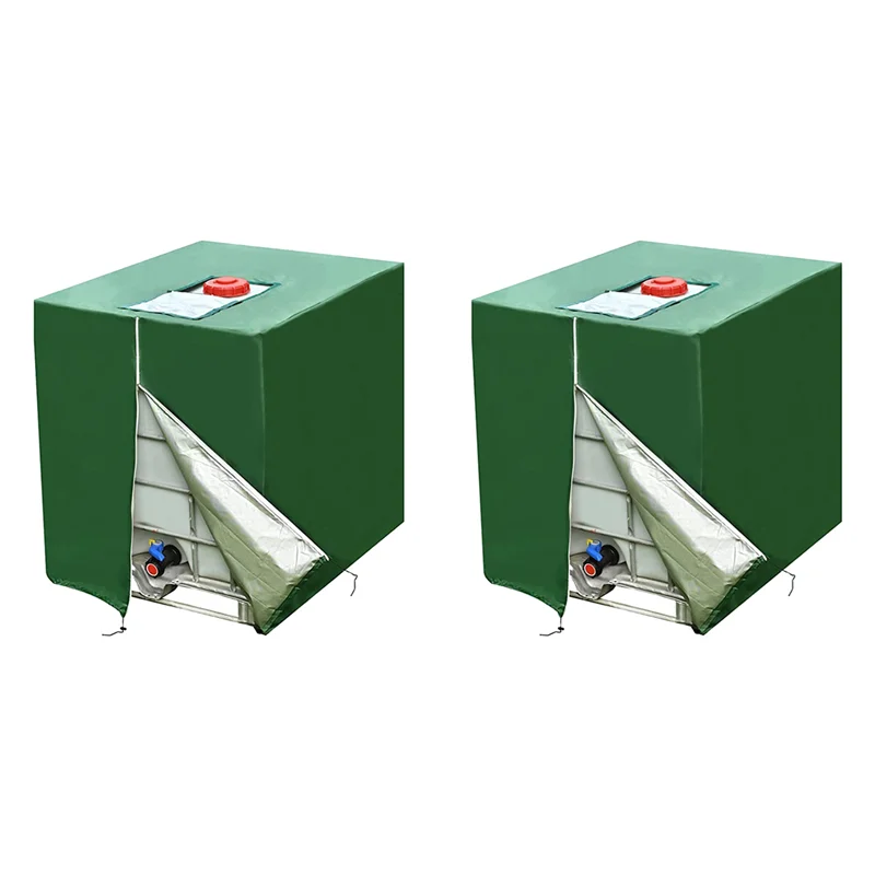 

ABMH-2X 1000L Waterproof Dustproof Tank Cover Rainwater Tank Oxford Cloth UV Protection Cover Garden Water Tank Cover Green
