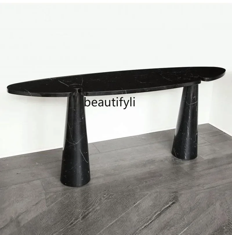 182Q  Natural Marble Porch Table Modern Minimalist a Long Narrow Table Corridor Aisle Wall-Mounted Light Luxury Console Tables