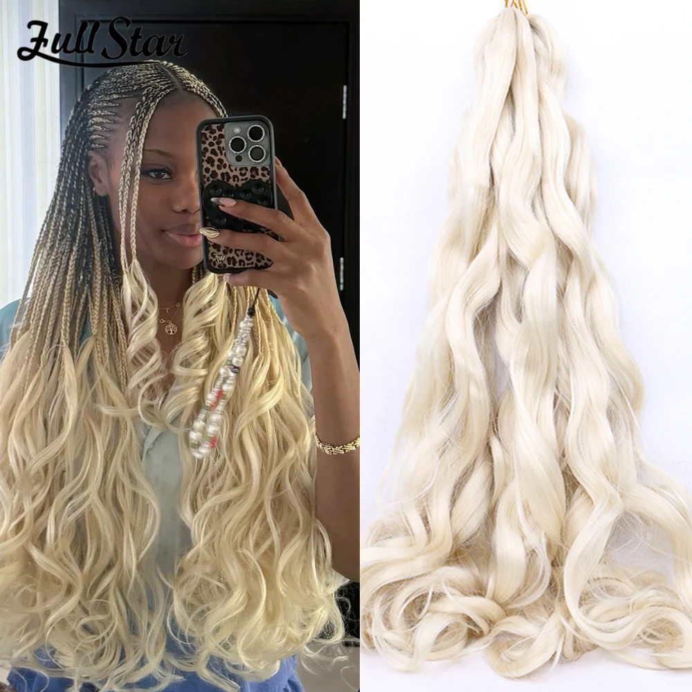 

Full Star Blonde Synthetic Curly Braiding Hair Crochet Braid Yaki Style shiny Silky High Temperature Fiber Curls for Christmas