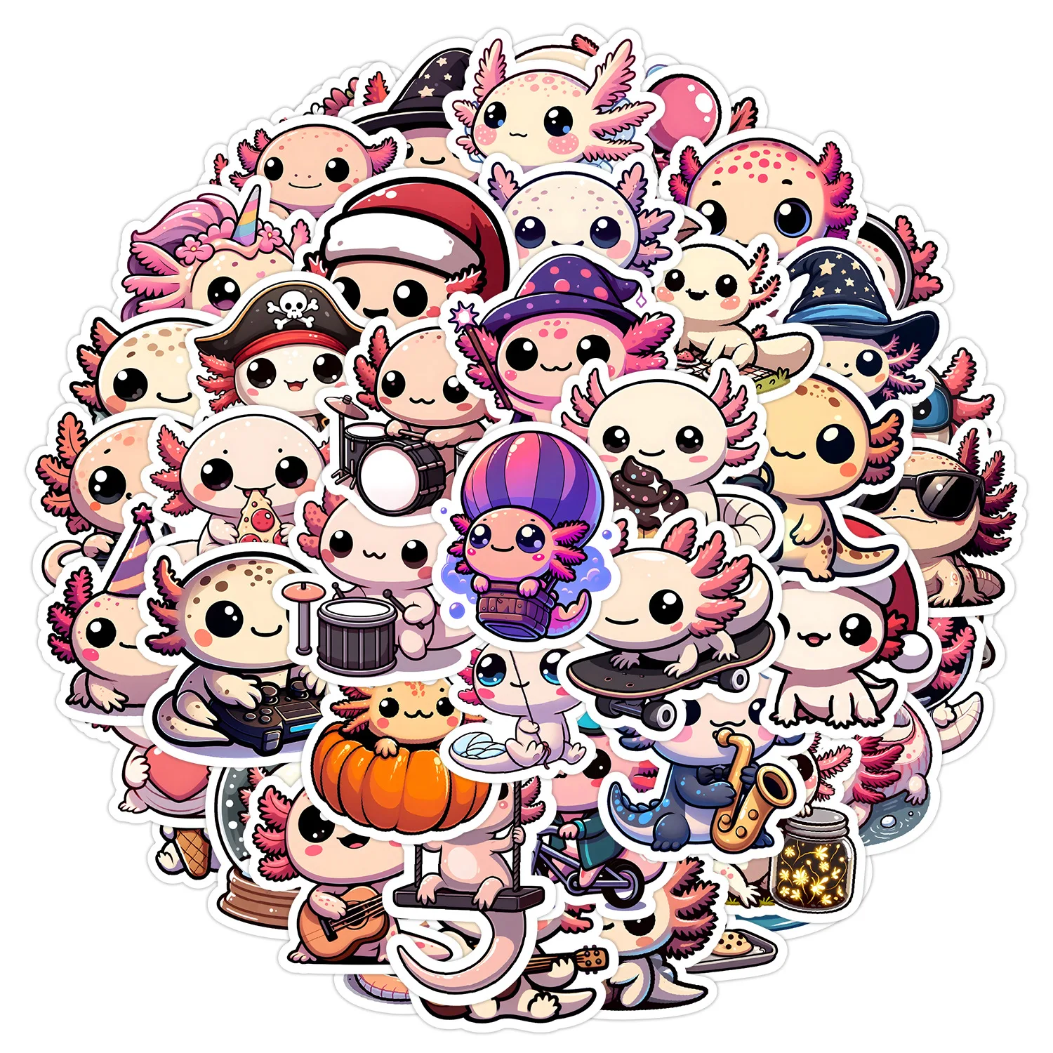 10/30/50 قطعة Q نسخة السمندر الحيوان لطيف مضحك ميمي ملصق DIY بها بنفسك كوب ماء صندوق أدوات مكتب الديكور الكتابة على الجدران ملصق مائي لعبة هدية