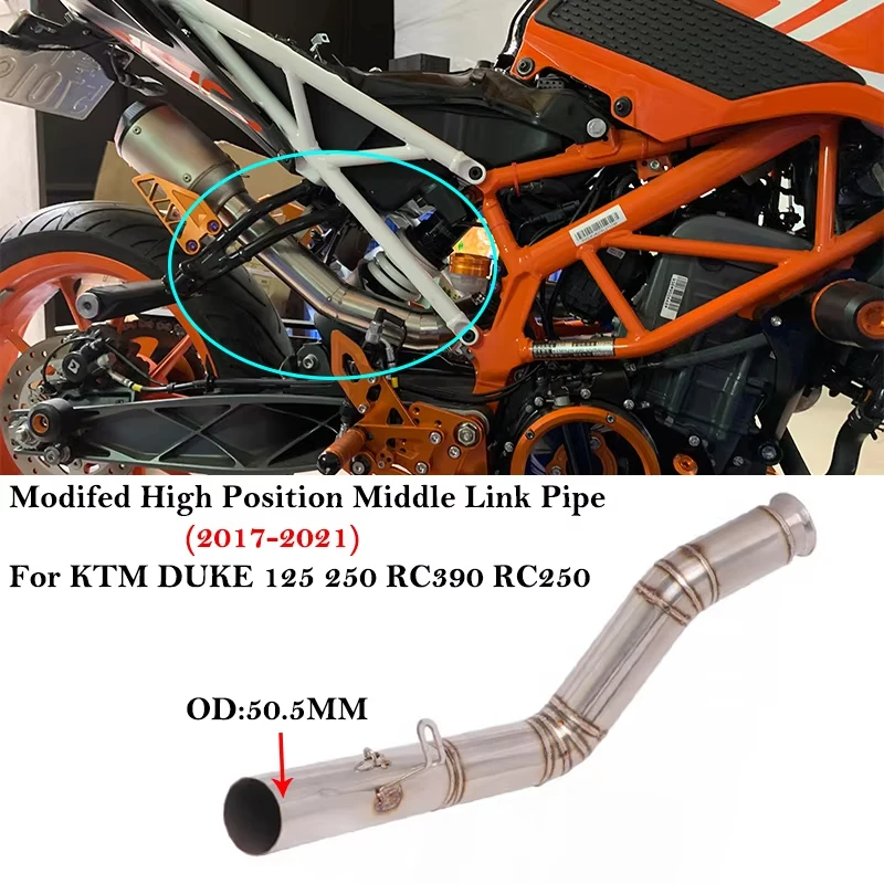 51MM High position Middle Link Pipe Motorcycle Exhaust System Escape For KTM Duke 125 250 390 KTM RC390 RC250 2017-2021 - view 4