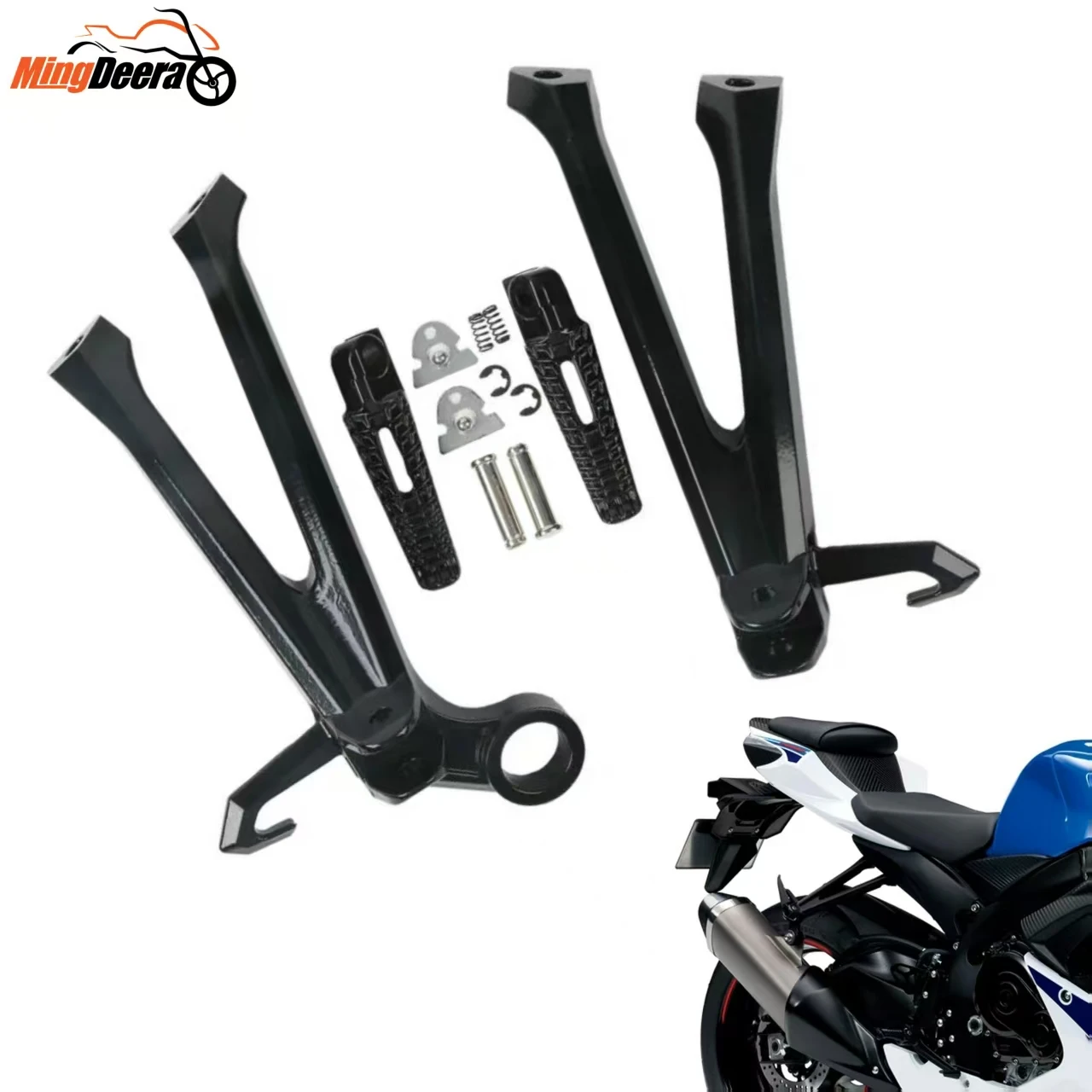 

Motorcycle Rear Passenger Footrest Footpegs Brackets For Suzuki GSXR600 GSXR750 2008-2010 Black Silver