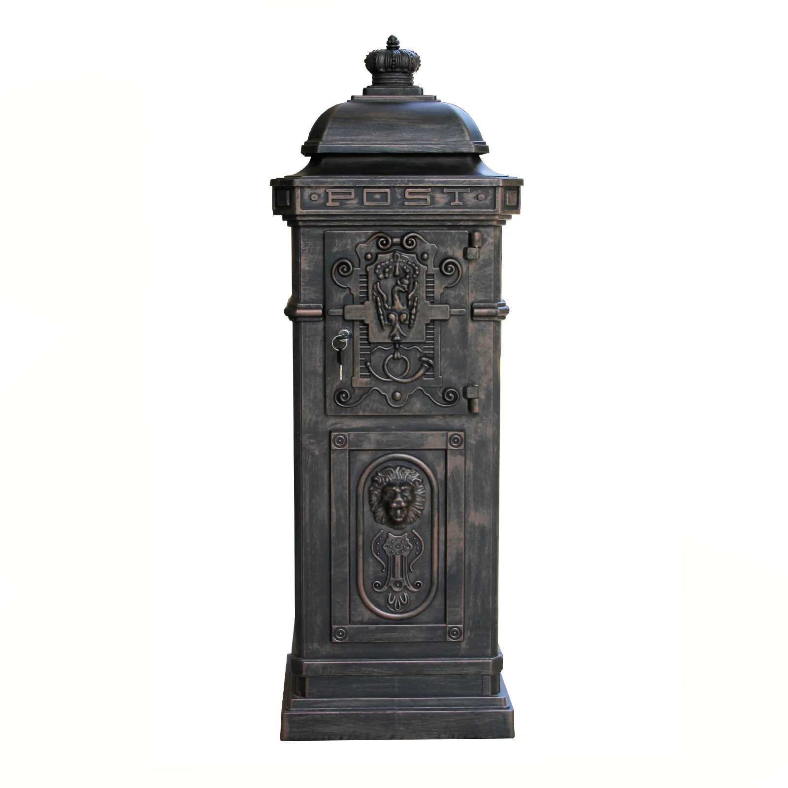 Anti-Theft Waterproof Powder Coated Mailbox with Post Service Garten Haus Free Standing Aluminum