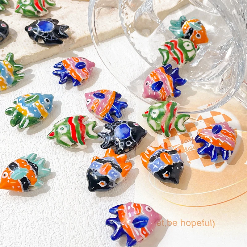 Cute Colorful Hand-painted Deep-sea Fish Tropical Fish Beaded Handmade Bracelet Necklace Material DIY Jewelry Accessories Gifts