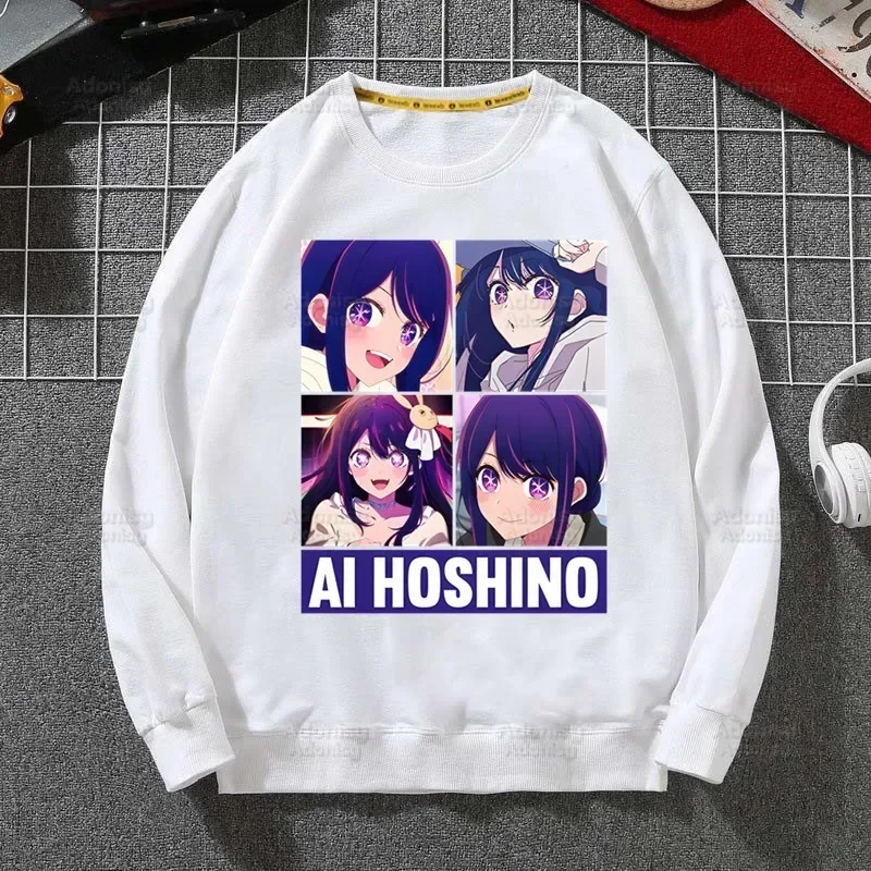 Oshi No Ko Anime Harajuku Cor Sólida Hoodies Moda Masculina/Mulher Manga Longa Hoodies StreetWear Moletom