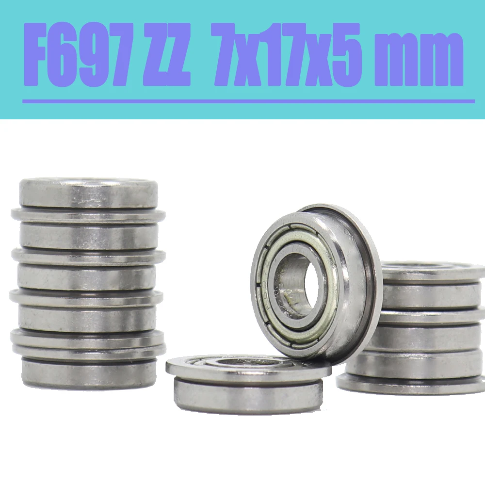 

F697ZZ Flange Bearing 7x17x5 mm ABEC-1 ( 10 PCS ) F697 Z ZZ Flanged Ball Bearings