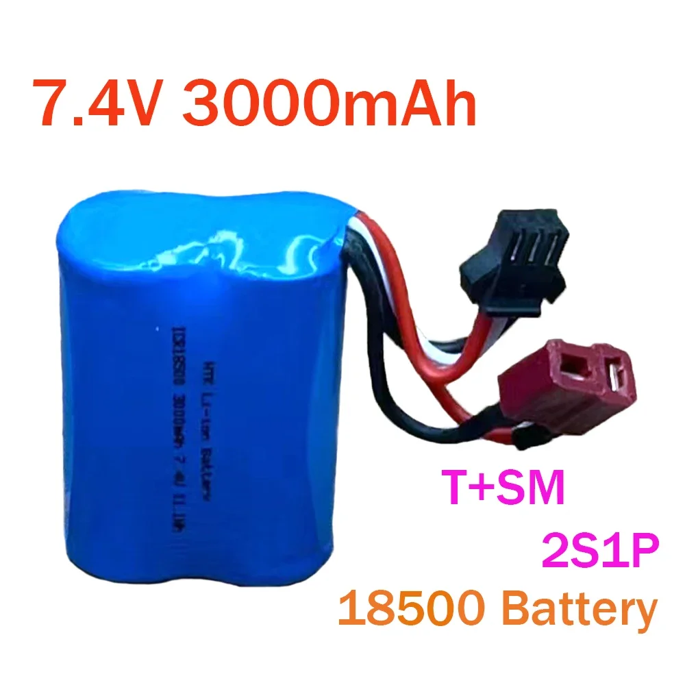 7.4V, 3000mAh bateria de lítio 2S1P.18500 carro de corrida de controle remoto elétrico, barco de brinquedo, soquete T, SM-2P,3P, 4P, JST,XT30