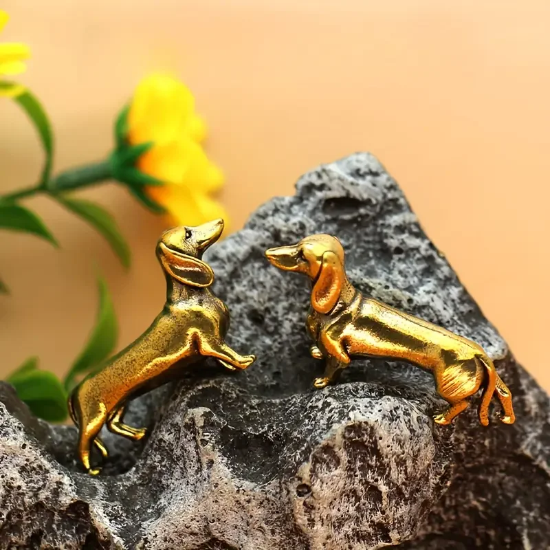 1 Stück Vintage-Mini-Golden-Retriever-Statue aus Messing – antiker Stil, handwerklich gefertigt, dekorative Schreibtischdekoration für Haustierliebhaber – Detail 5