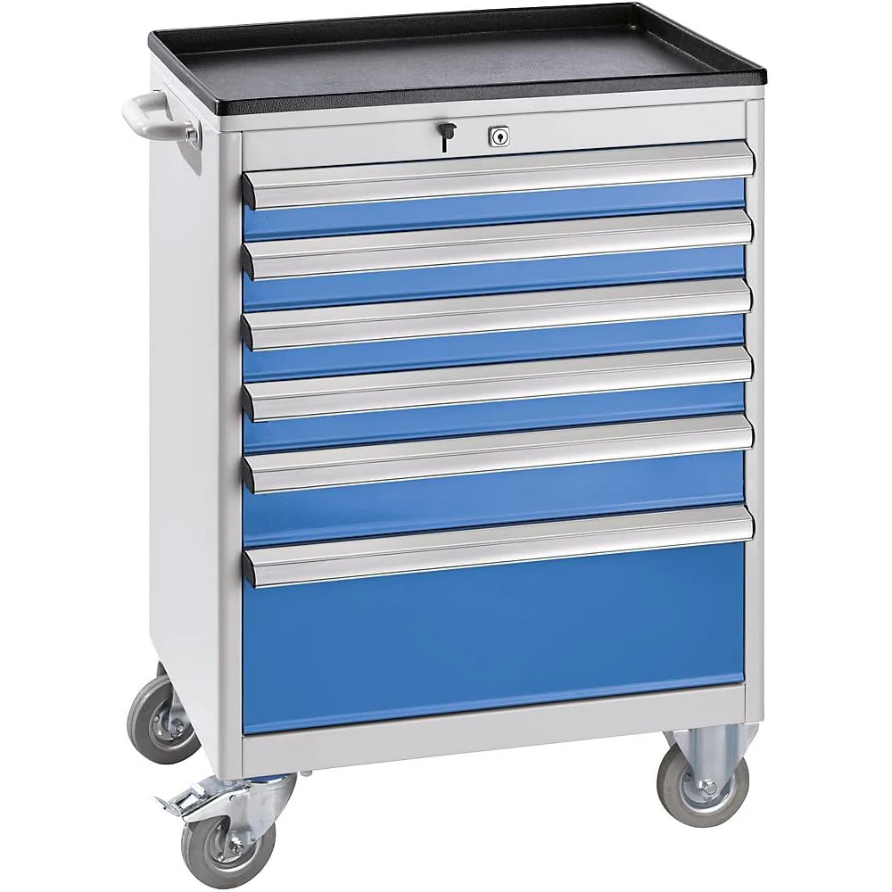 Blue And Grey 6-Drawer Rolling Tool Chest With Lock&Keys And Swivel Casters,Tool Chest
