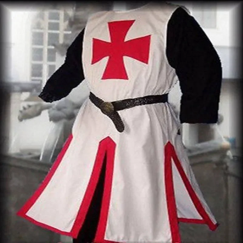Warriors medievale cavaliere templare crociato Costume per uomo adulto abito camicia Top Cross Tabard Surcoat tunica vestiti 3XL 4XL 5XL
