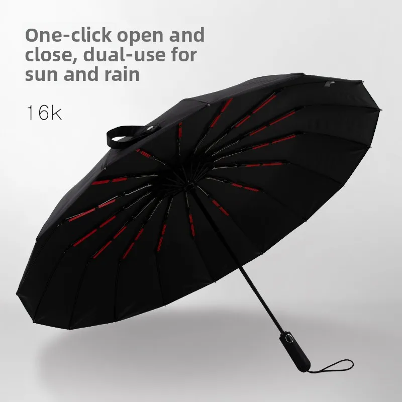 

Большой автоматический складной зонт для мужчин, деловой, для двоих, водонепроницаемый, очень большой, трехсекционный, для сильного дождя и солнца