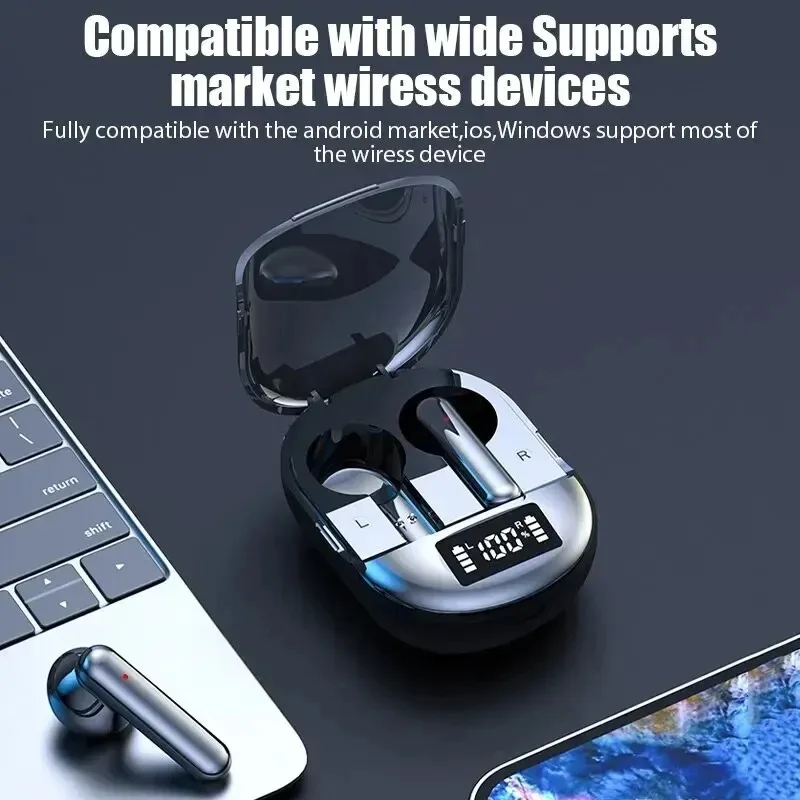 سماعات بلوتوث لاسلكية بشاشة رقمية K40 M50 مع ستيريو منخفض الكمون في تصميم الأذن مناسبة للترفيه والألعاب