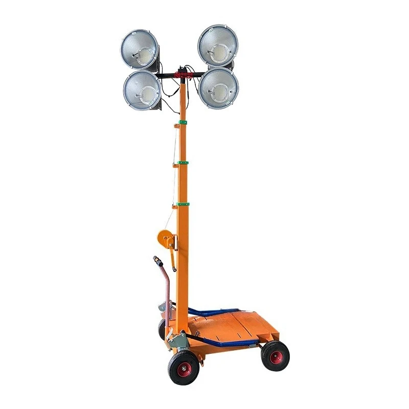 Cart-type mobile lighting lighthouse, hand-cranked lift floodlight