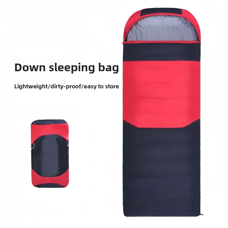Portable Outdoor Adult Mummy Feather Sleeping Bag Thickened Cold-Proof Warm-Keeping Winter Camping Envelope Cross-Border Use