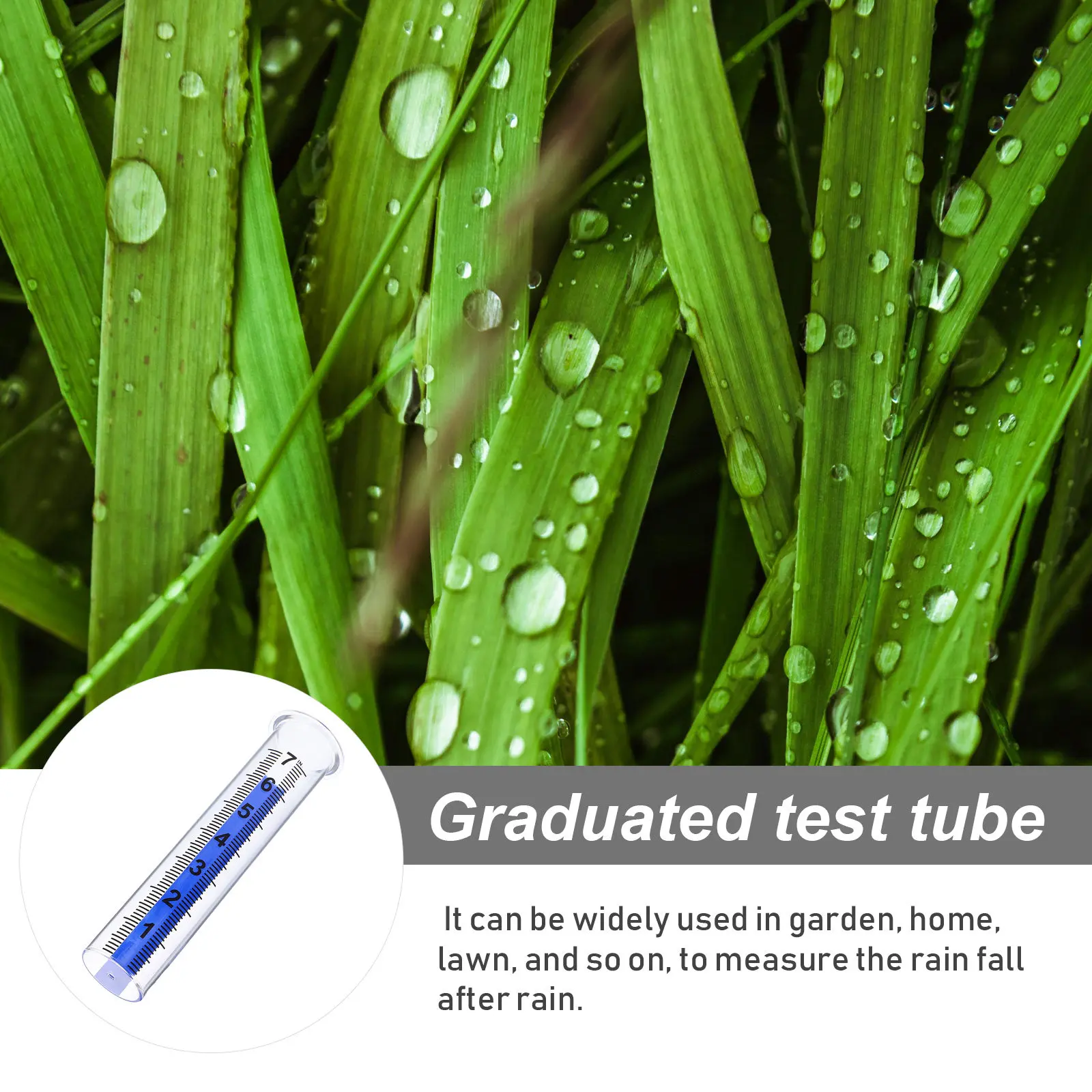 2Pcs Transparent Plastic Rain Gauge Tube Precise Graduated Measurement Tool for Yard Deck Greenhouse School Weather Station Use