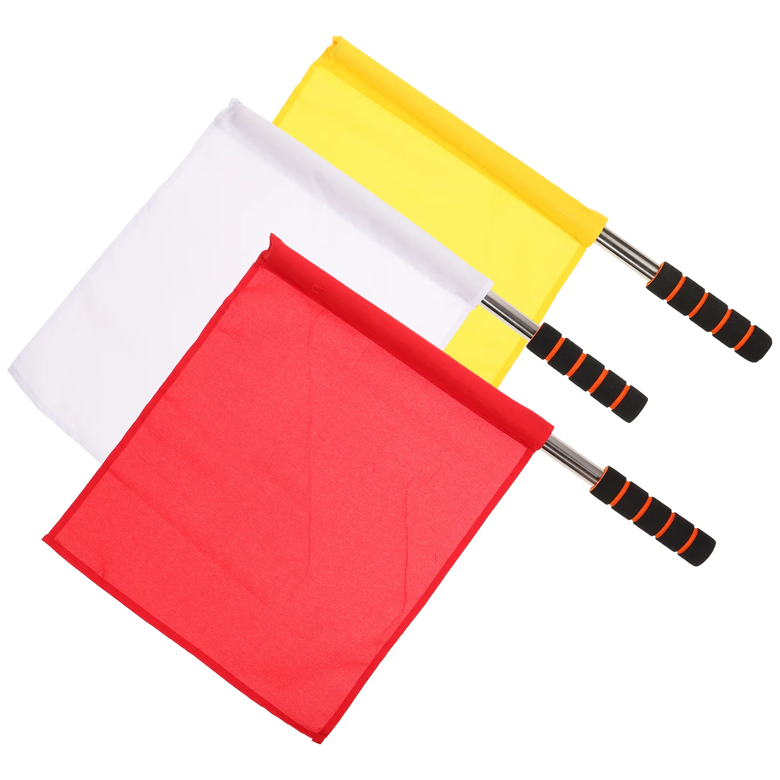 

3 Pcs Referee Flag Signal Flags Red Sports Referees Conducting Match Waving Cloth Stainless Steel Commanding