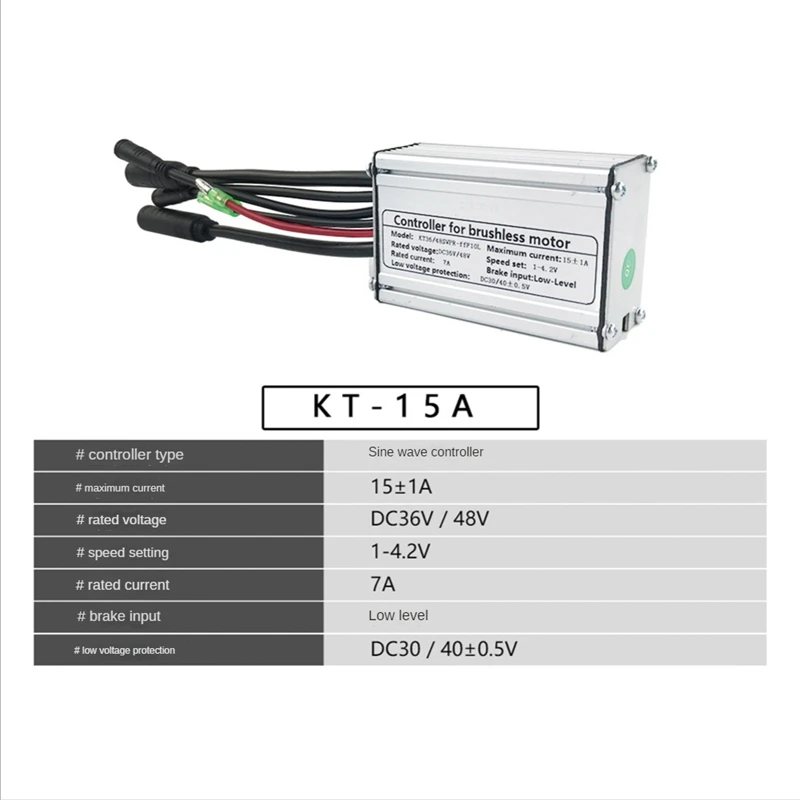 E-Bike Controller 36V / 48V 9 Tubes 15A Waterproof Connector Controller For 36V / 48V 250W Brushless Motor Spare Parts