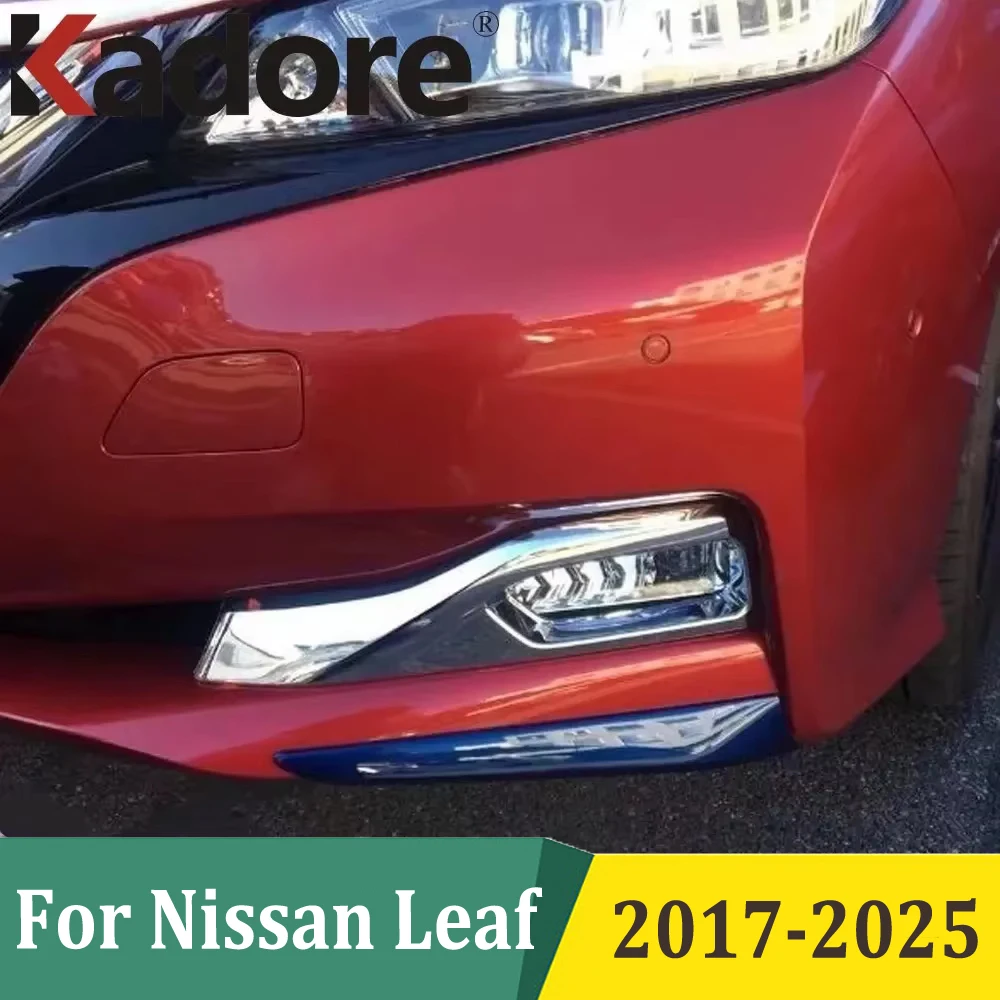 

For Nissan Leaf 2017 2018 2019 2020-2025 Chrome Front Fog Lamps Light Cover Head Foglight Frame Hood Car Styling Accessories