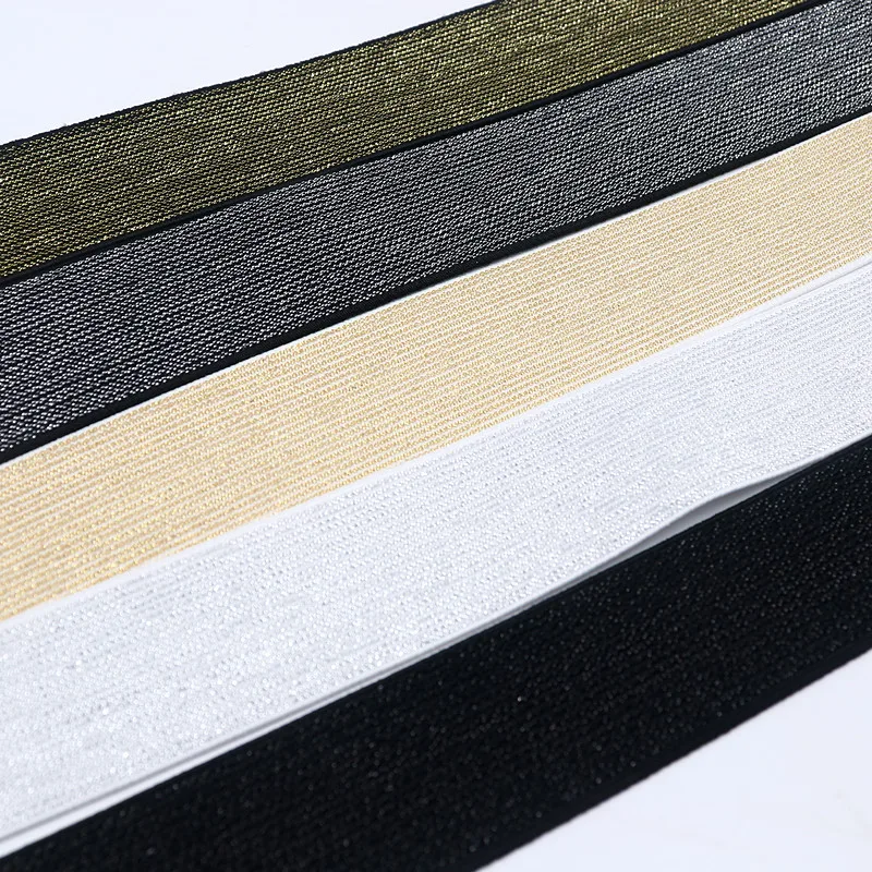 5m/10mm15mm25mm40mm Sewing Elastic Band, Gold Thread and Silver Thread Flat Rubber Webbing for Clothes and Pants Sewing Supplies