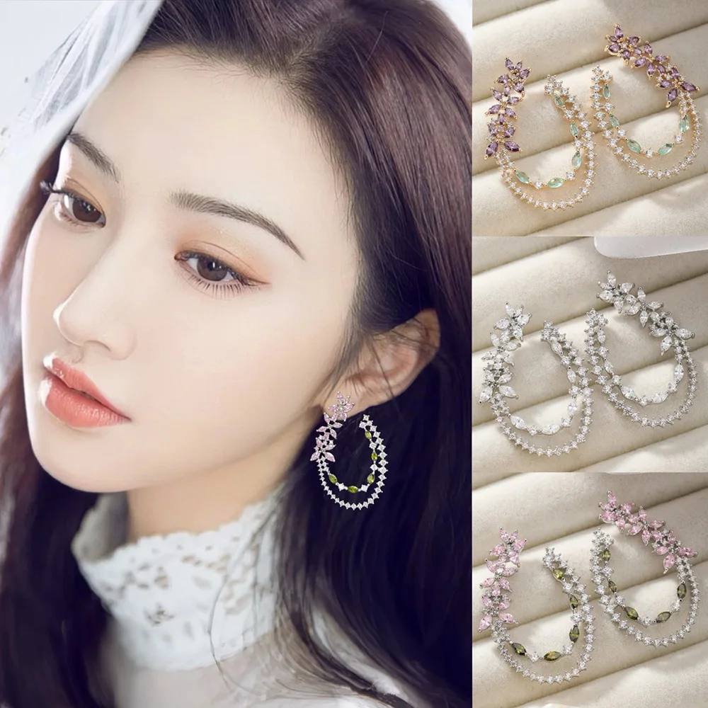 

Missvikki Romantic Luxury Gorgeous Shiny Flowers Pendant Earrings For Women Wedding Party CZ Bridal Earrings Trendy Jewelry