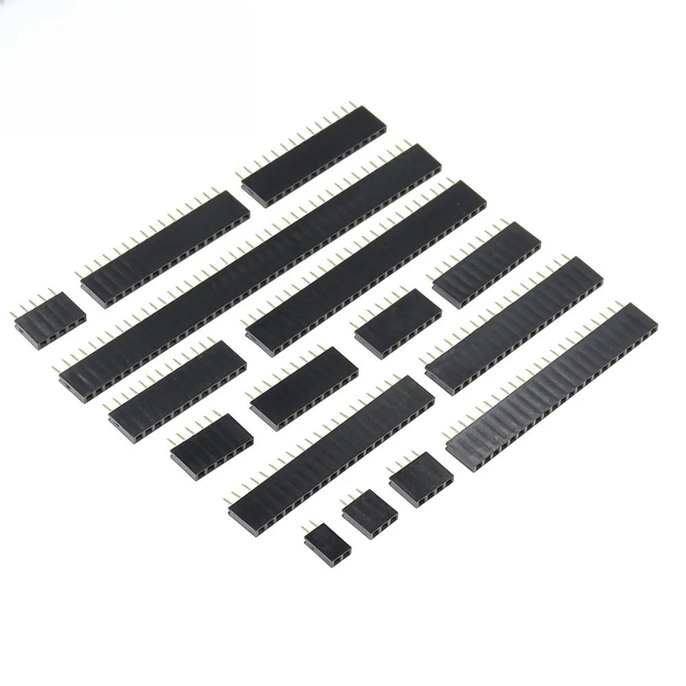 2P-40Pin Single Row Straight Female Connector, 2.54mm Spacing PCB Socket for Electronics Prototyping