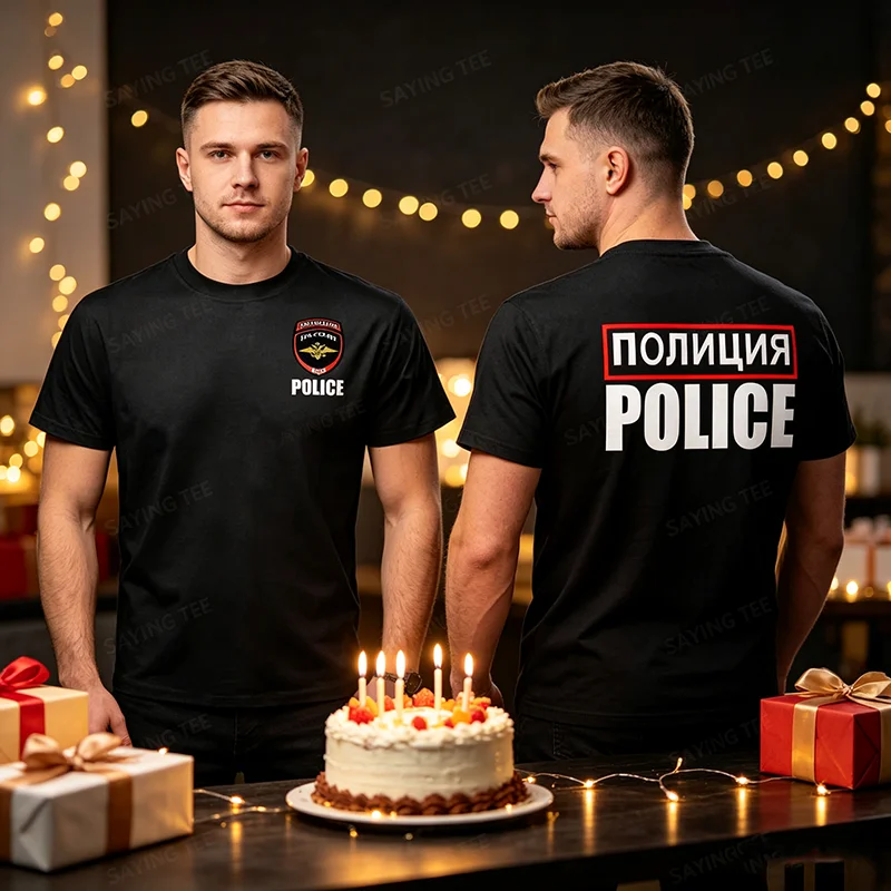Russland Russisches Moskau MWD Spezialeinheit Logo T-Shirt Herren Kurzarm Freizeit Baumwolle Russland Polizist T-Shirt Herren Militär Armee – Detail 3