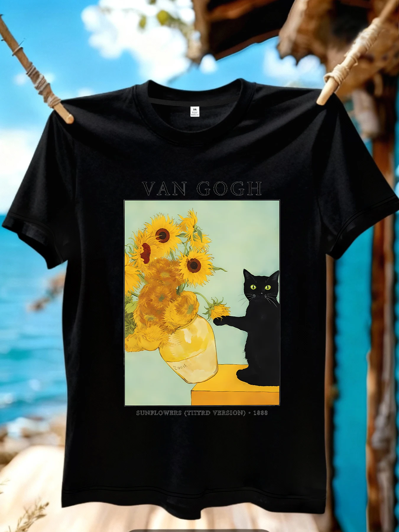 

【JYDX1127】Van Gogh print plus size women's round neck T-shirt summer casual street fashion women's Joker short sleeve T-shirt