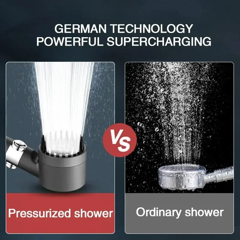 High Pressurized Filter Shower Head 3-mode Adjustable Spray with Massage Brush Rain Faucet Bathroom Accessories image 5