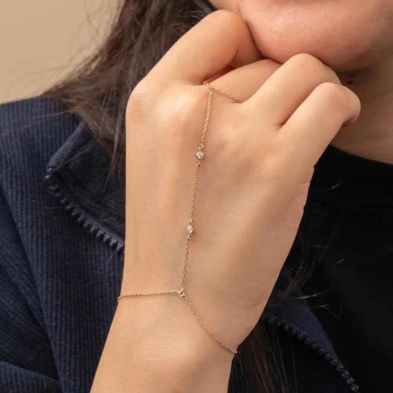 กำไลข้อมือหินธรรมชาติหลากสีสัน ดีไซน์สวยงามสำหรับผู้หญิง ชุบทอง ปรับขนาดได้ พร้อมเพชร CZ ไม่ลอกดำ กำไลแบบเรียบง่ายรูปทรงเล็บ