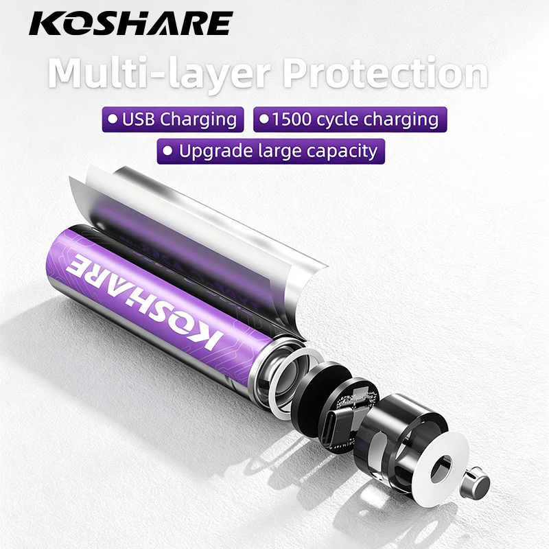 Koshare Rechargeable Batteries AA AAA USB-C