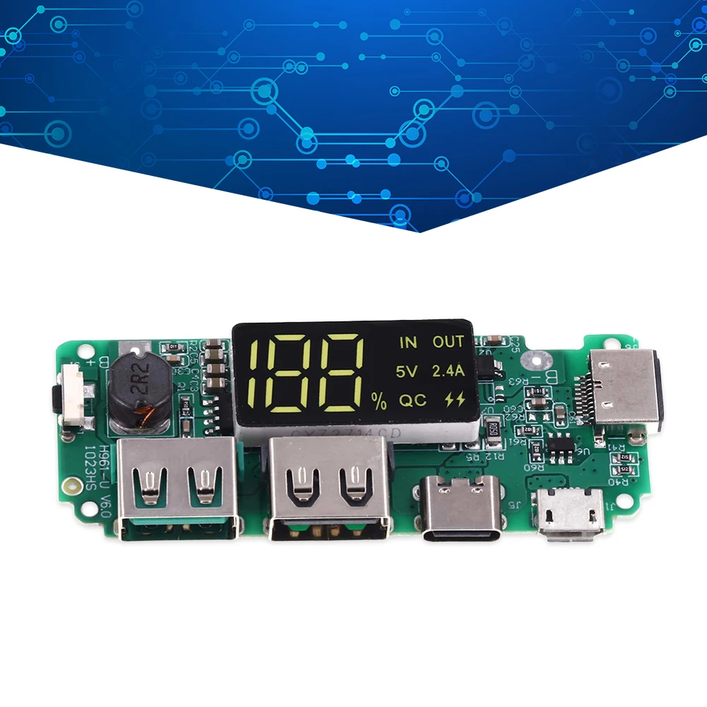 1/2 قطعة 18650 شحن مجلس شاحن بطارية ليثيوم 5V2.4A 2A /1A المزدوج USB لوحة دوائر كهربائية مع شاشة LED زائد لتقوم بها بنفسك
