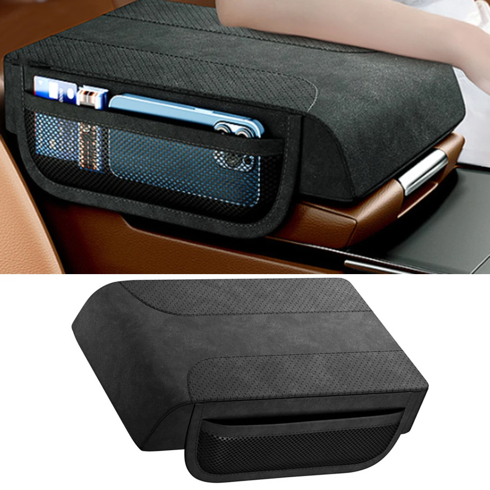 

Leather Car Armrest Pads For Cars Trucks SUVs And RVs With Memory Foam Center Console Leather Armrest Pad With 2 Storage Pockets