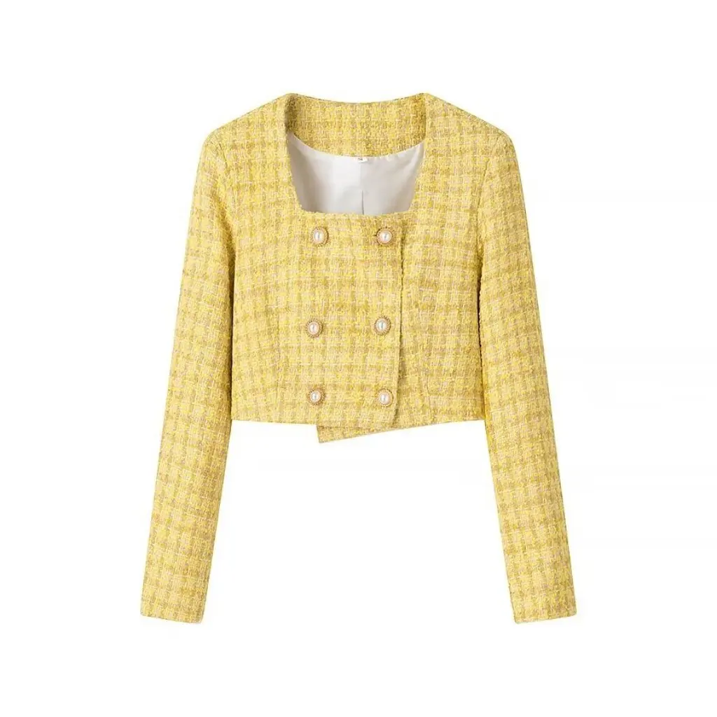 

Winter Fashion Double-breasted Style Coat Square Collar Long Sleeve Women's Clothing C92292