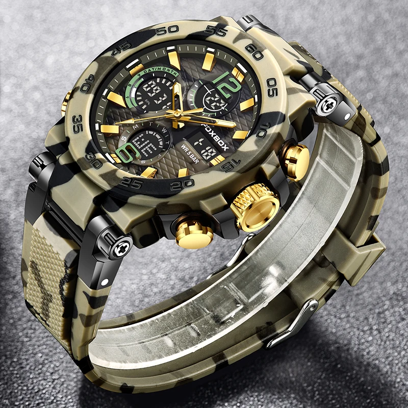 

FOXBOX 2025 New Mens Luxury Watch Fashion Military Digital Watches Men Waterproof Luminous Date Quartz Wristwatches Reloj Hombre