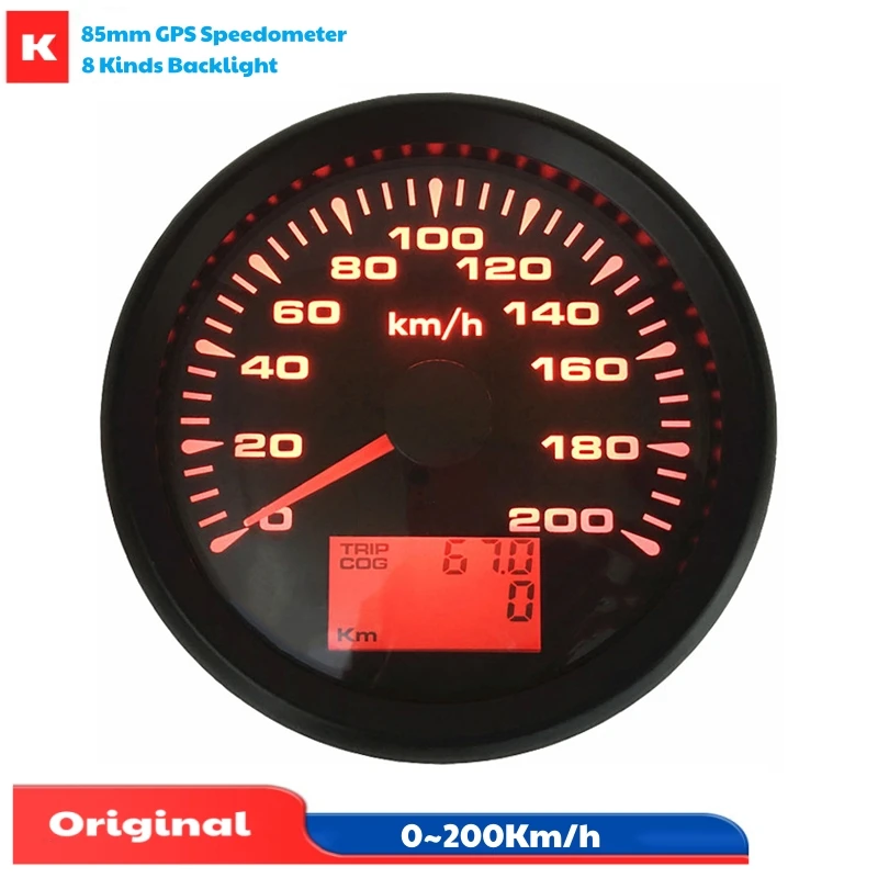 

85mm 0-200Km/H Show GPS Speedometers Gauges Cog 0-360Degree Digital Odometers Trip Meters with GPS Antenna 9-32v for Auto Ships
