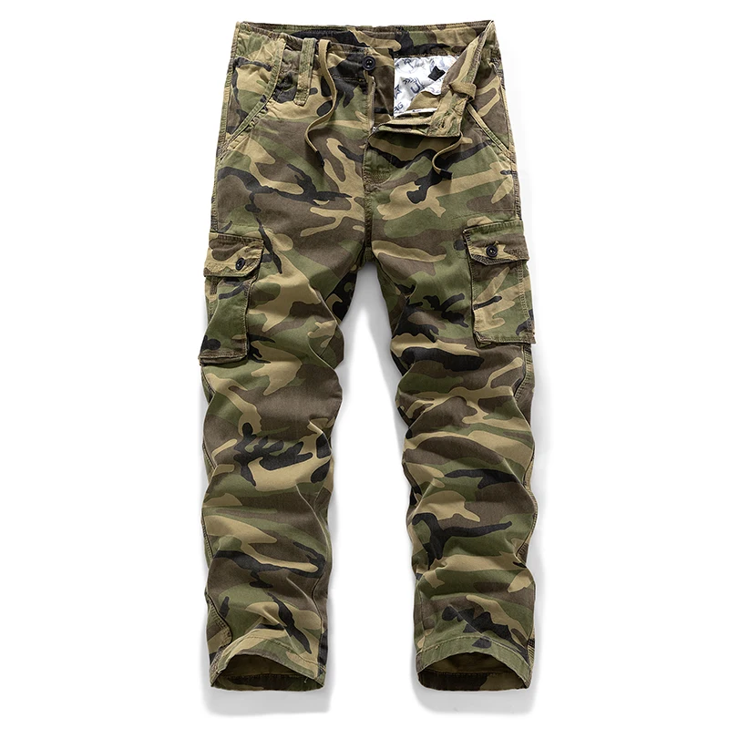 

New Men Camouflage Pants Hip Hop Streetwear Tactical Pants Men Hiking Pants Cargo Work Camo Outdoor Sports Wide-leg Trousers