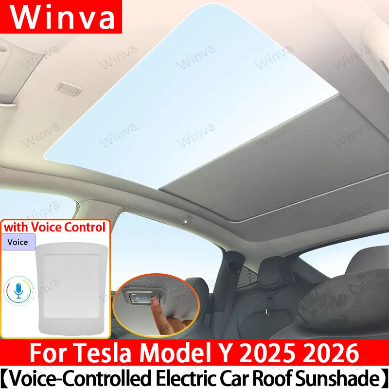 

For Tesla Model Y Juniper 2025 2026 Voice-Activated Electric Sunshade Smart UV Reflector Sun Visor Panoramic Roof Accessories