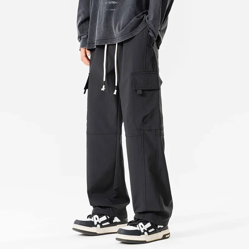 

Повседневная рабочая одежда с боковыми клапанами и карманами, зауженные брюки, мужские брюки-карго на весну и осень на открытом воздухе