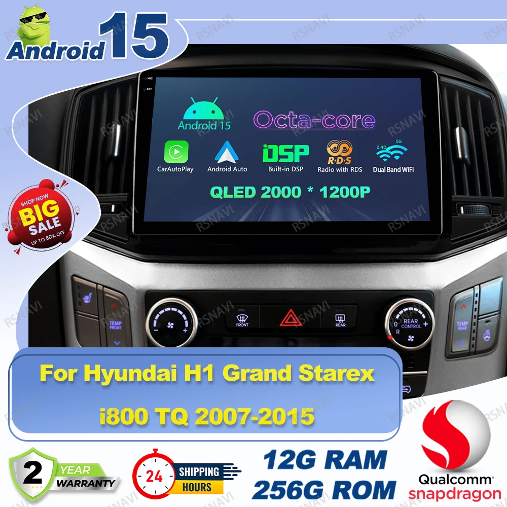 Android 15 Car Radio For Hyundai H1 Grand Starex I800 TQ 2007-2015 Golf Mk6 Tesla Model Y Junwiper Cleaning Machine Clio 4 E90
